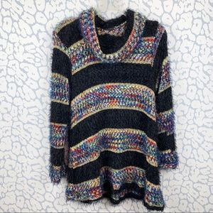 New Directions Shaggy Colorful Turtleneck Sweater